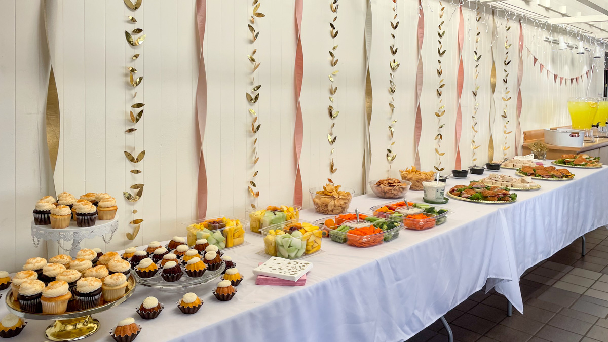 Buffet table with food