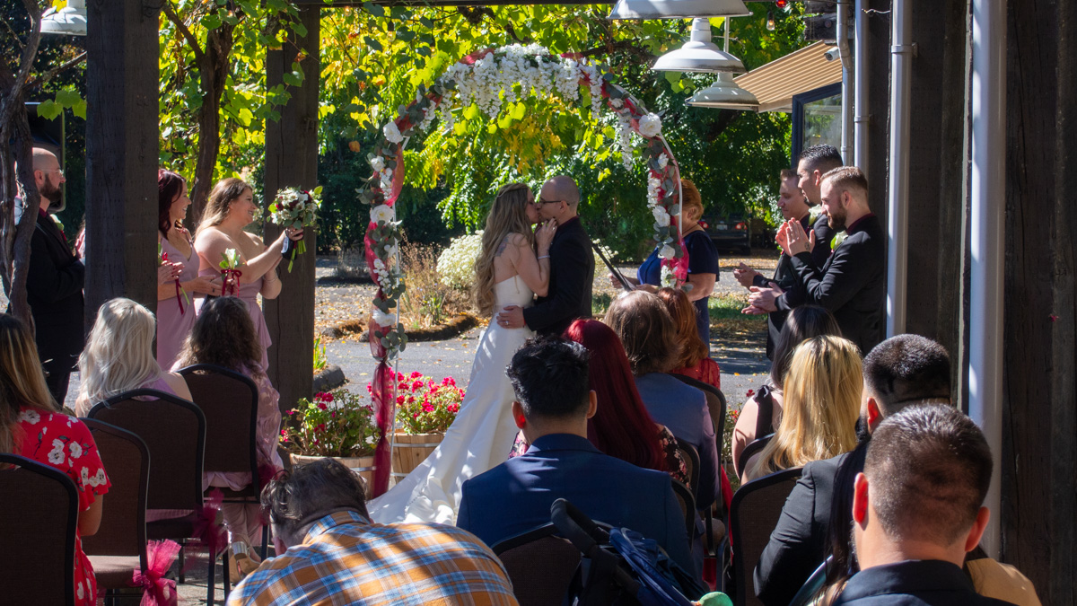 Bride and Groom kissing